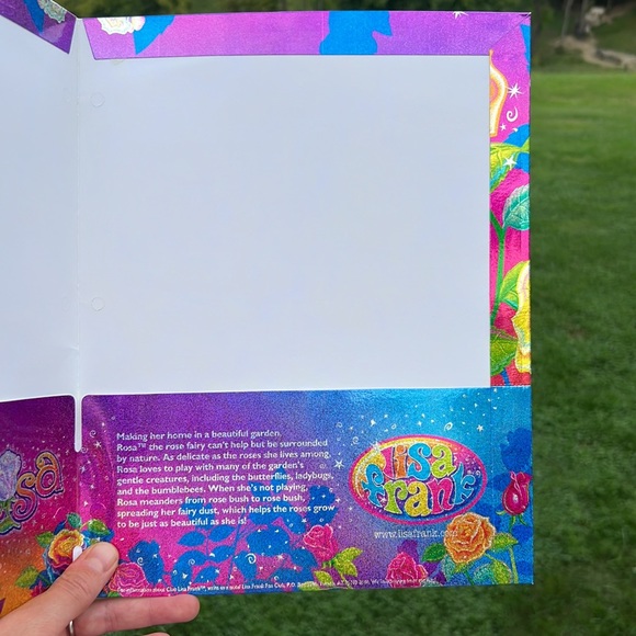 Lisa Frank Rosa The Rose Fairy 3 Ring Shimmer Folder- unpunched, like new! Y2K - Picture 3 of 6